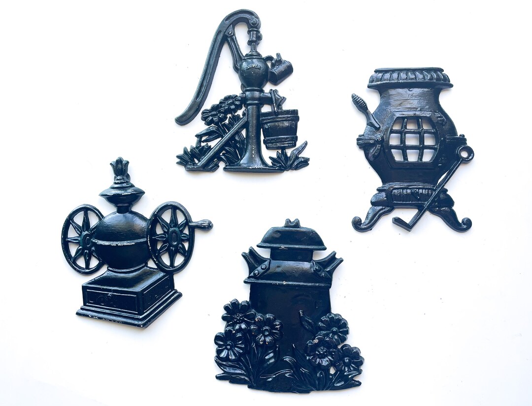 Vintage Sexton Wall Decor Set of 4 Cast Iron Kitchen Plaques 1975