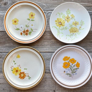 Mismatched Set of 4 Ironstone Dinner Plates Floral Set of 4 | Dinner Plates | Luncheon | Cottage Chic China | Retro | Tea party