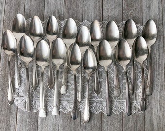 Set of 18 Silver Plate Serving Spoons MisMatch | Silver plate Flatware | Silver Plate | Tea Party Spoons