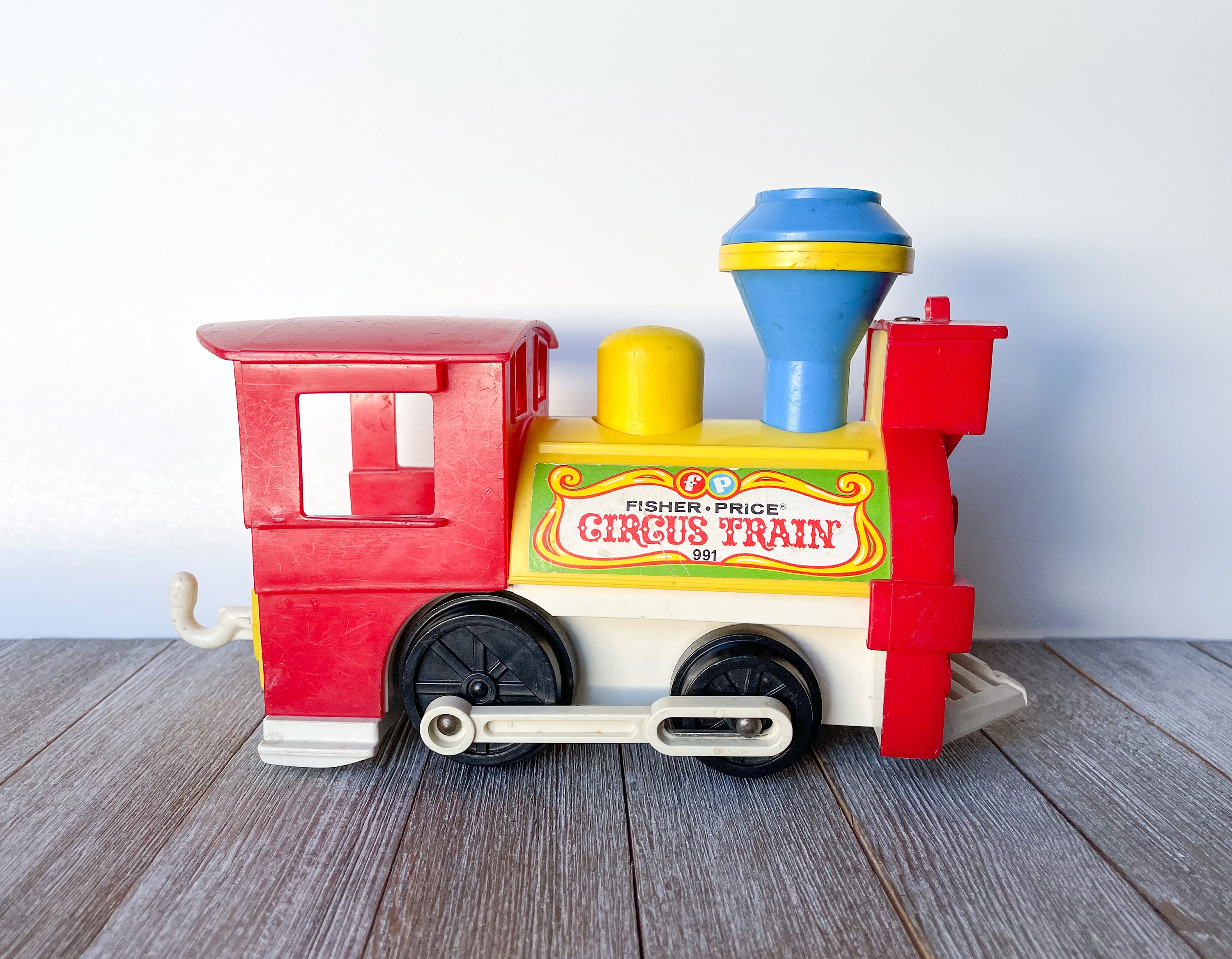 r7 Vintage Fisher Price Circus Train Toy Elephant Hong Kong BLUE 6" 
