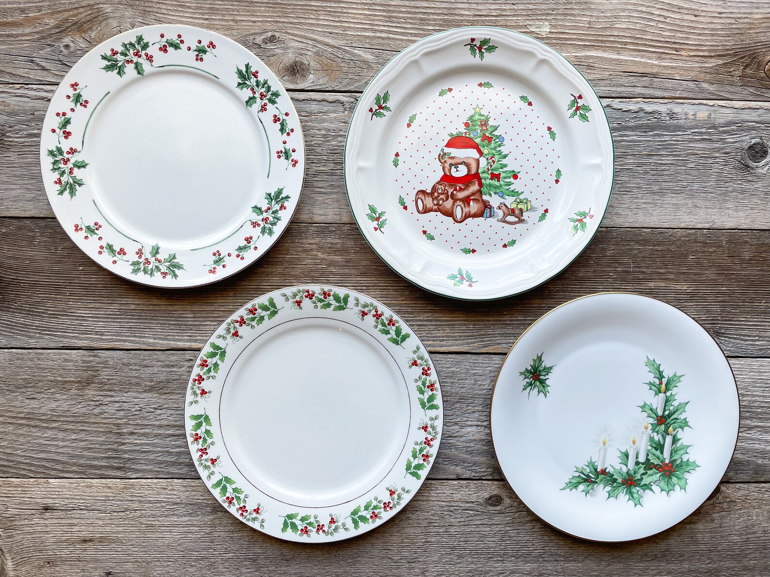 Christmas Dinner Plates Mismatch Set of 4 Dinner Plates Etsy