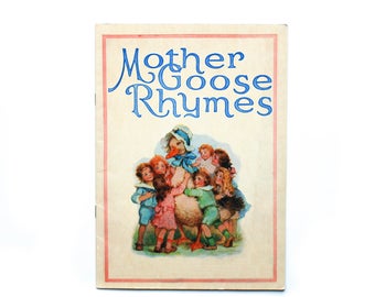 Mother Goose Rhymes 1995, vintage children's book, children's library Reproduction