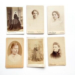 Antique Victorian Women Cabinet Cards Set of 6 | 1800s | Sepia | Portraits