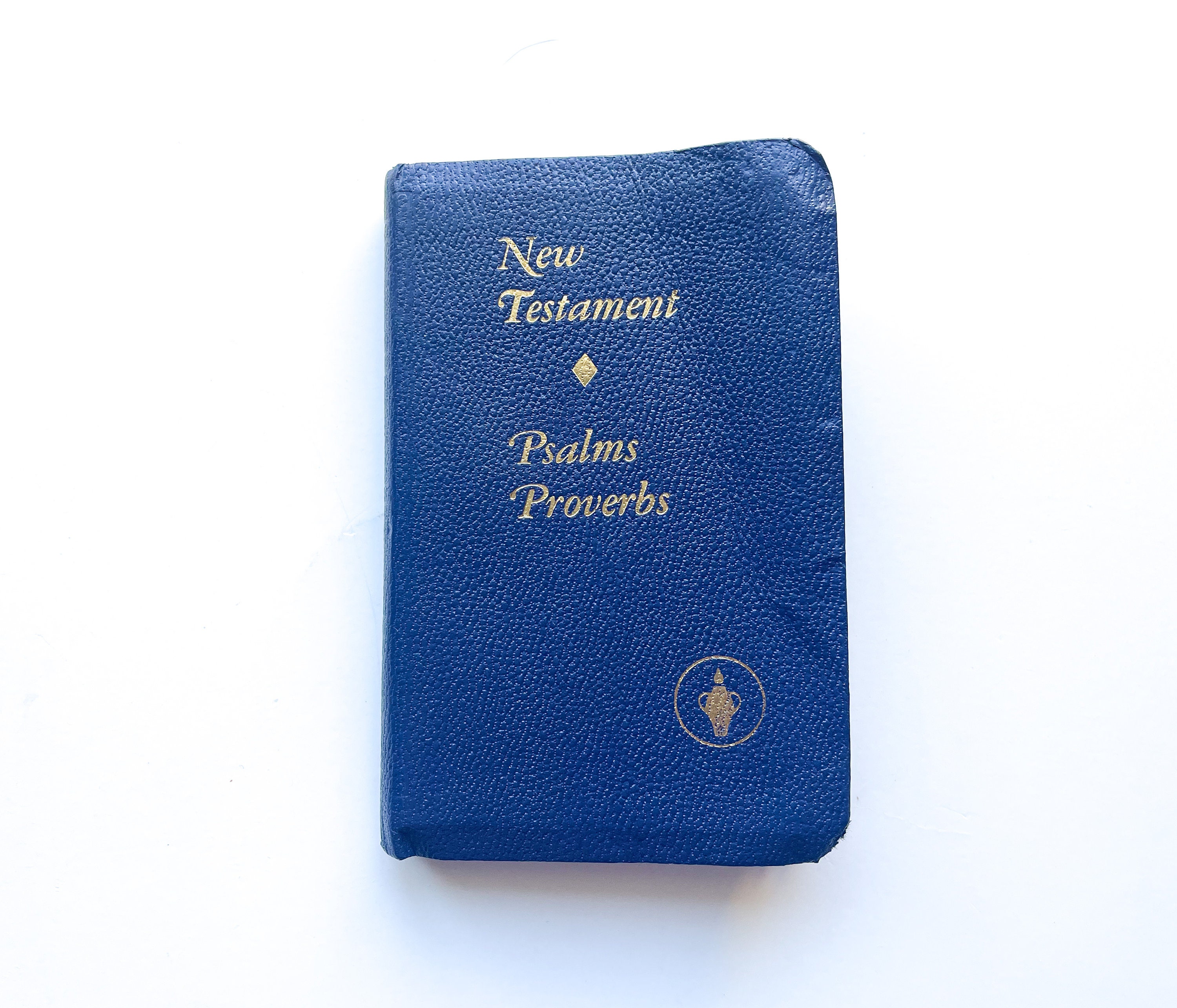 Vest Pocket New Testament & Psalms Proverbs Gideons 1985 Blue Tiny Book  Miniature Bible 