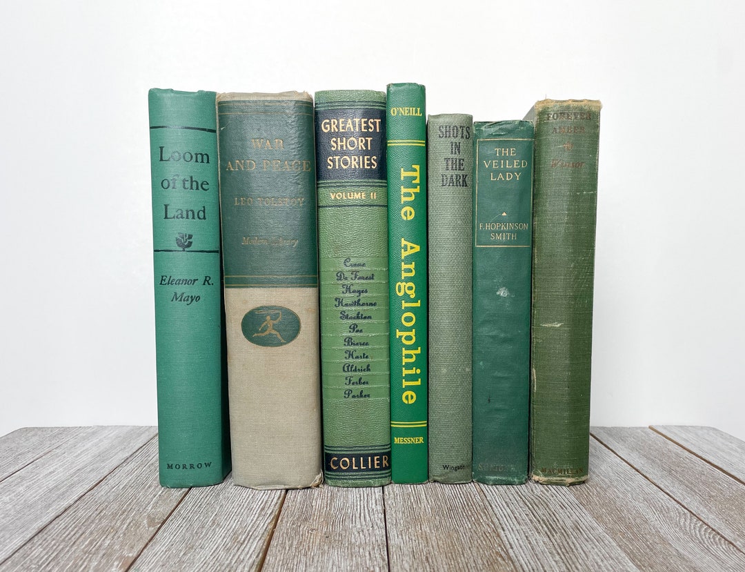 Vintage Decorative Books Set of 7 Green Decorative Books Etsy