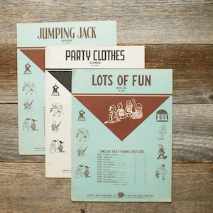 Set of 3 Easy Piano Sketches | Lots of Fun | Jumping Jack | Party Clothes | Vintage Piano Music | 1944