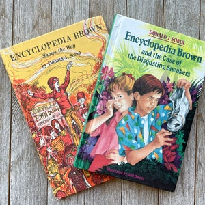 Encyclopedia Brown Set of 2 | Donald J Sobol |  Vintage Classic | Hardcover | Shows the Way | The Case of the Disgusting Sneakers