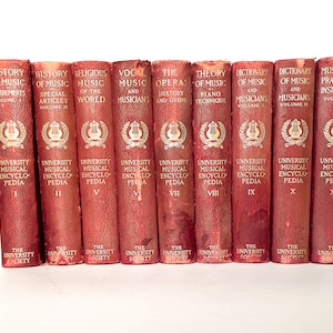 University Musical Encyclopedia Book Set of 9 | RARE | 1910 - 1914 | Religious Music Of The World | History of Music Instruments | Hardcover