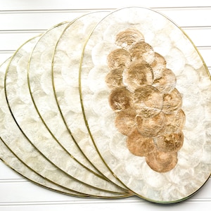 Oval Capiz Placemats Set of 6 | Placemats | Kitchen Decor | Table Decor | Capiz Shells