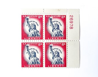 Buy Red Liberty 11 Cent Stamp Block of 4 Vintage Unused US Online in India  - Etsy