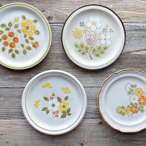 Mismatched Set of 4 Ironstone Dinner Plates Floral Set of 4 | Dinner Plates | Luncheon | Cottage Chic China | Retro | Tea party