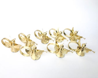 Christmas Angel Brass Plate Napkin Ring Holders Set of 8 | Gold Metal Color | Christmas Decor |  | KitDining | Christmas Table Decor