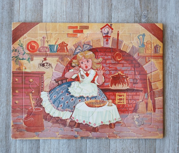 Vintage Little Miss Muffet | Nursery Rhyme Puzzle | Vintage