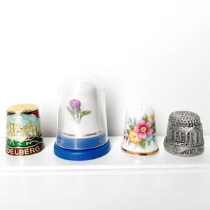Vintage Collectible Thimbles set of 4 | Sewing Supplies | Thimble | Craft | Sewing Notions | Bone Cons | Chatsworth House