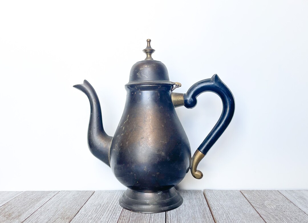 Vintage Brass Coffee Pot FREE SHIPPING Brass Pot Hollywood Regency