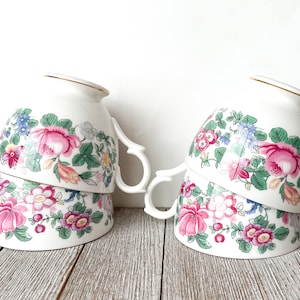 Crown Staffordshire Bone China Tea Cups Set of 4 | Made in England | Vintage China Ceramic | Tea Party
