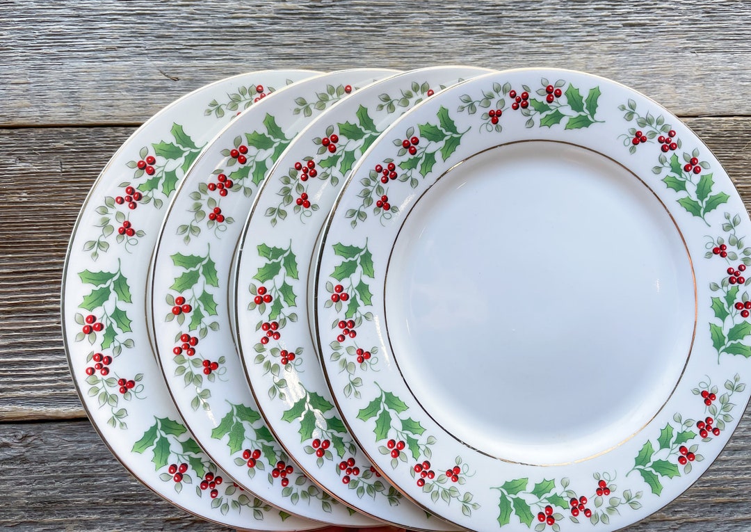 Christmas Gibson Dessert Plates Matching Set of 4 FREE Etsy
