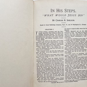 In His Steps By Charles M. Sheldon Nice Antique 1899 Christian Book Hardcover image 4