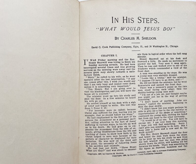 Sur ses traces Par Charles M. Sheldon Belle antiquité 1899 Livre chrétien Relié image 4