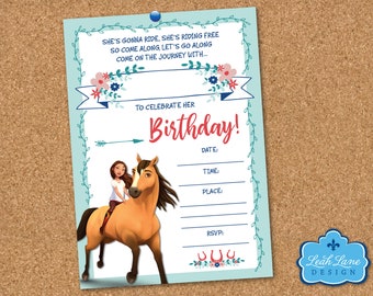 Spirit Riding Free Printable Birthday Party Invitation - Horse Party - Girl Birthday - Lucky - Fill in the Blank - INSTANT DIGITAL DOWNLOAD