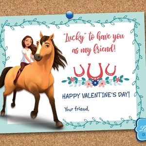Spirit Reiten Free - Lucky - Klassenzimmer Valentinstag Karte - Druckbare Valentinstag Karte - Spirit Valentine Karte - Pferd -Sofort DIGITAL DOWNLOAD