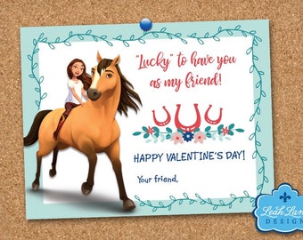 Spirit Riding Free - Lucky - Classroom Valentine Card - Printable Valentine's Card - Spirit Valentine Card - Horse -INSTANT DIGITAL DOWNLOAD
