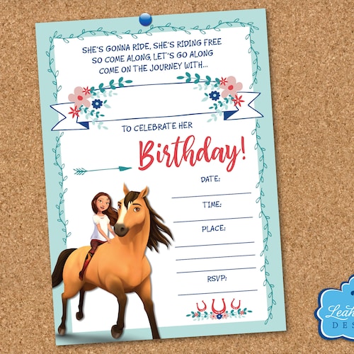 Spirit Riding Free Printable Birthday Party Invitation Horse - Etsy