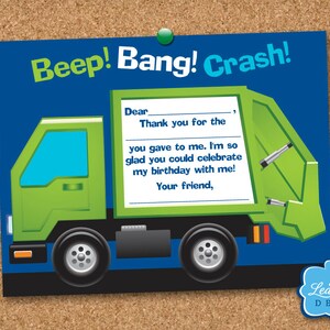 Müllwagen, Recycling-LKW, Müllwagen, Danke, druckbare Dankeskarte, füllen die Lücke aus - SOFORTIGER DIGITALER DOWNLOAD