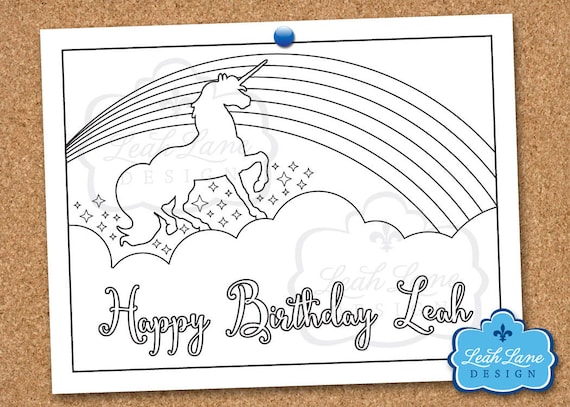 Unicorn Coloring Sheet / Rainbow Unicorn / Personalized Etsy Unicorn Coloring Sheet / Rainbow Unicorn / Personalized Etsy