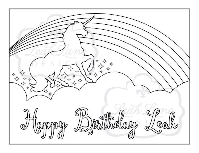 Unicorn Coloring Sheet / Rainbow Unicorn / Personalized | Etsy