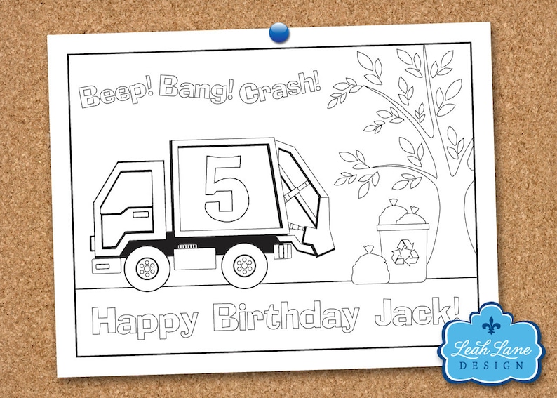 Garbage Truck, Recycle Truck, Kids Birthday Party, Personalized ...