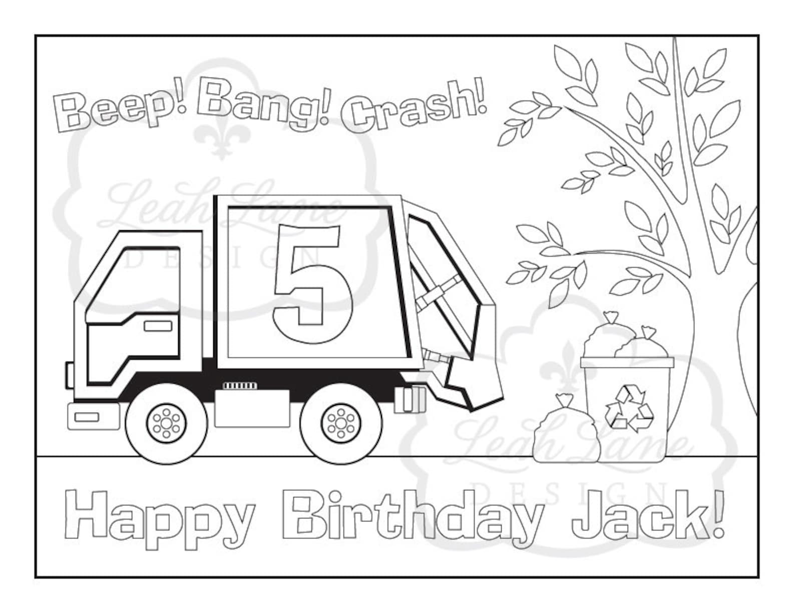 Garbage Truck, Recycle Truck, Kids Birthday Party, Personalized ...