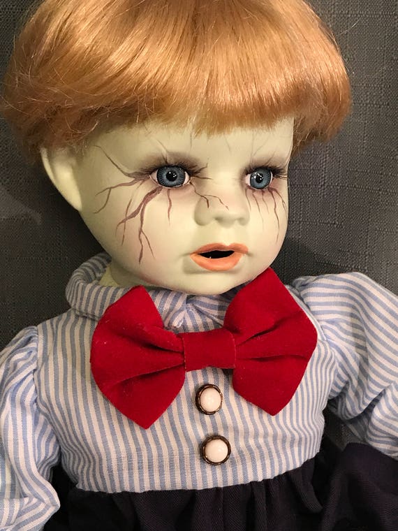 Hand Painted Horror Doll Creepy Sitting 