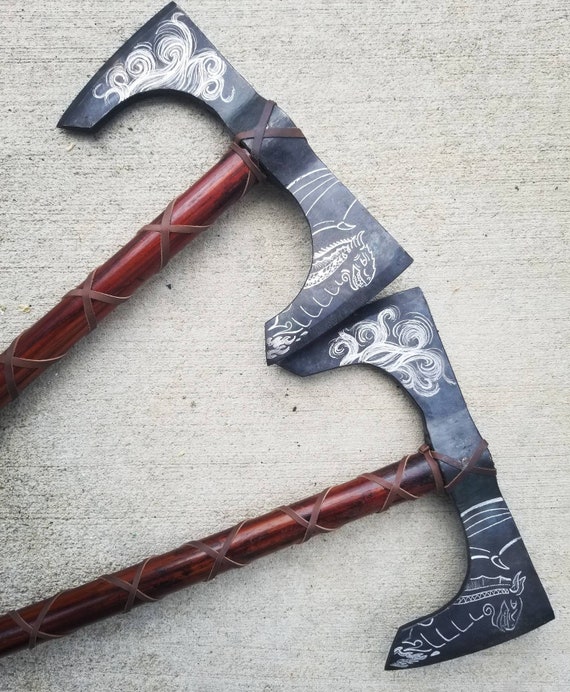 Double Dragon Viking Battle Axe Etsy Double Dragon Viking Battle Axe Etsy