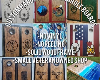 Cornhole Boards, Custom Cornhole with bags, Sports Team, College, House Divided, Lawn Games, Monogram, Military, All Weather, Wedding Games