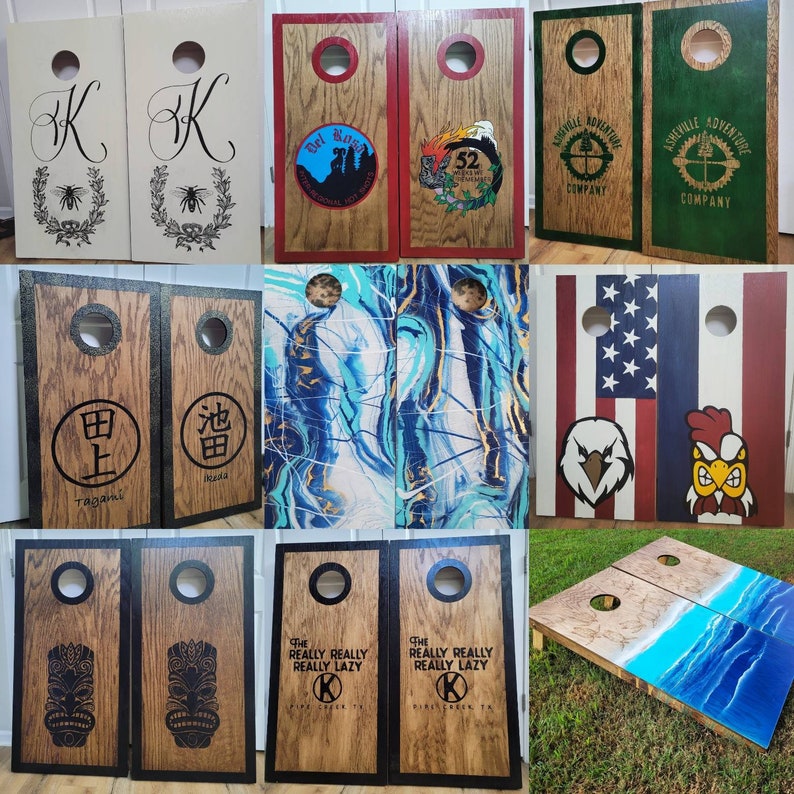 Cornhole Boards Custom, Solid Wood, with bags, Wedding Gift, Personalized gift, Monogrammed, Epoxy, Sports, State, Military, Flag, Painted 