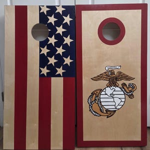 Cornhole Boards, Custom Cornhole with bags, Sports Team, College, House Divided, Lawn Games, Monogram, Military, All Weather, Wedding Games bild 4
