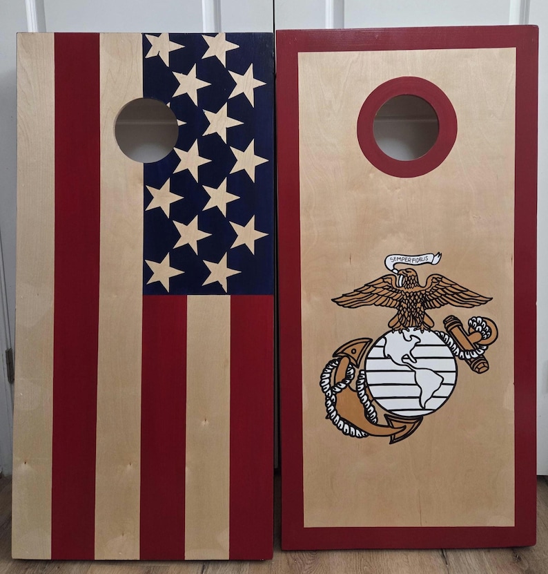 Cornhole Boards, Custom Cornhole with bags, Sports Team, College, House Divided, Lawn Games, Monogram, Military, All Weather, Wedding Games bild 4