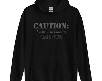 Varning Antisocial Hoodie: Introvert humor, mjuk blandning