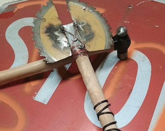 Double Bladed Saw-blade Axe, Zombie Apocalypse Survival Prop Costume accessories