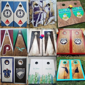 Cornhole Boards, Custom Cornhole with bags, Sports Team, College, House Divided, Lawn Games, Monogram, Military, All Weather, Wedding Games bild 2
