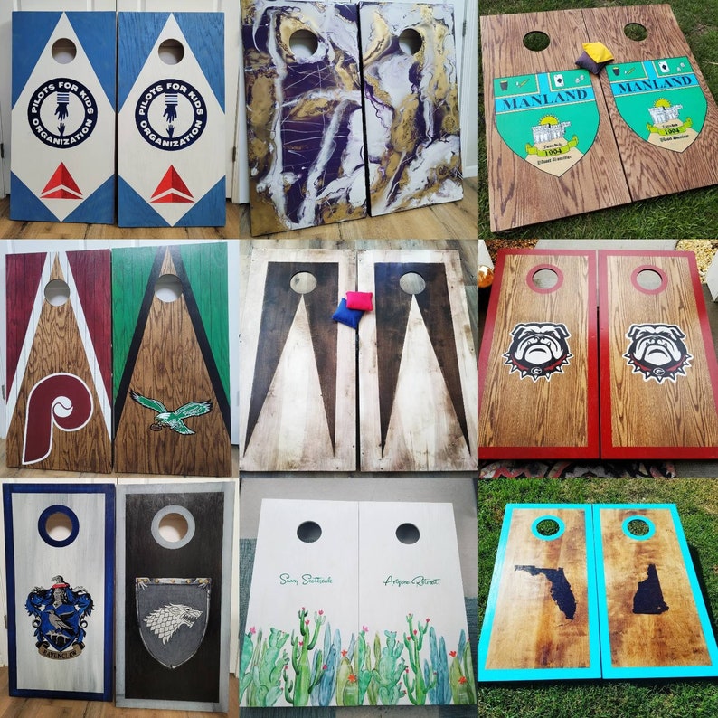 Cornhole Boards, Custom Cornhole with bags, Sports Team, College, House Divided, Lawn Games, Monogram, Military, All Weather, Wedding Games bild 2