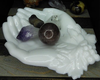 Vintage milk glass cupped hands Dish for Weddings, Ceremonies, Rituals, or Trinkets