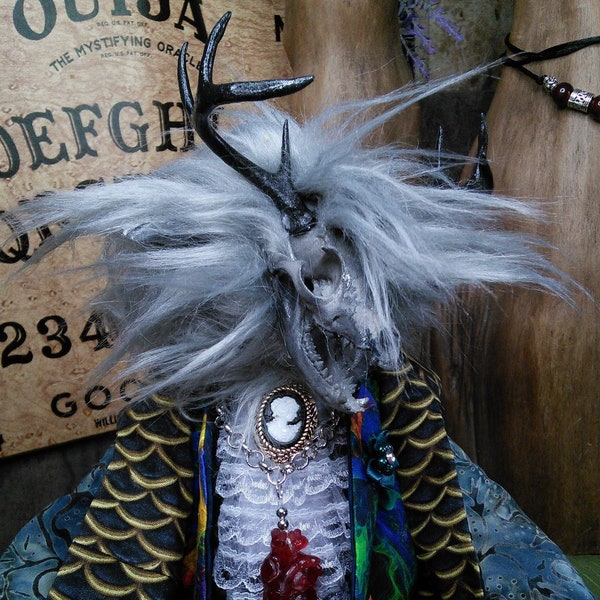 The fancy Fetch the small wendigo lord of the dark forest handmade pagan god doll