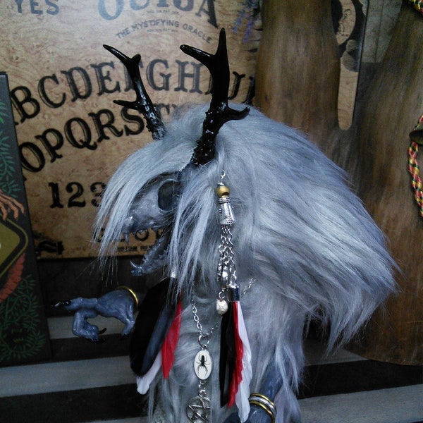 The Wendigo dark forest god handmade pagan god doll