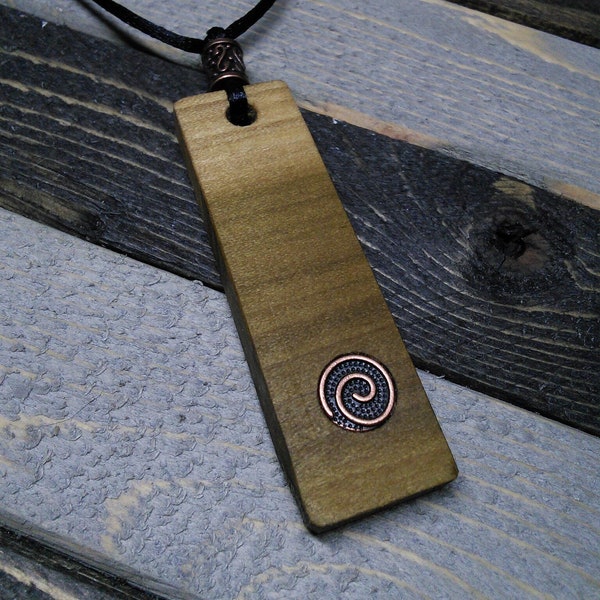 Exotic wood pagan witch protection necklace