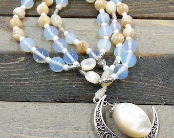 Wicca re-imagined evil eye agate rosary pagan prayer beads, meditation beads, witches ladder nine rosary