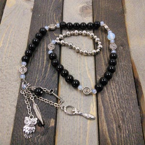 Wicca Prayer pagan Hecate glass bead agate prayer beads, meditation beads, witches ladder nine bead