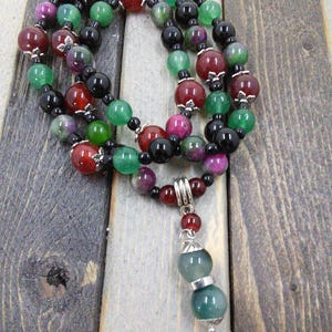Wicca re-imagined natural stone rosary pagan prayer beads, meditation beads, witches ladder nine rosary