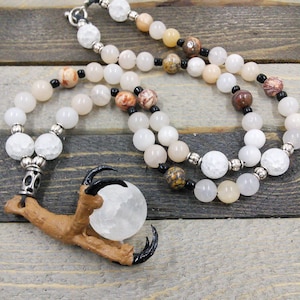 Wicca Witch re-imagined Morrigan dark goddess raven claw rodent skull rosary pagan beads, meditation beads, witches ladder nine rosary